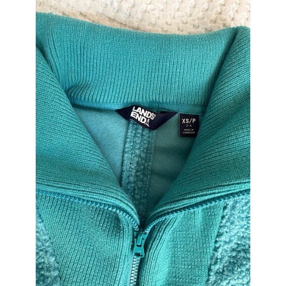 Lands' End Women's XS teal Fleece Pullover Sweater Quarter-Zip - Picture 10 of 10